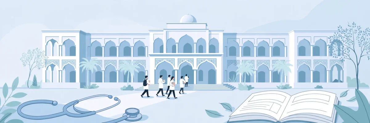 MBBS and BDS admission at a public medical college in Sindh — students in white coats